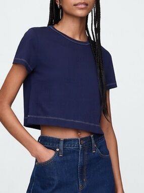 BNWT gap organic vintage soft crop tshirt - navy - petite small